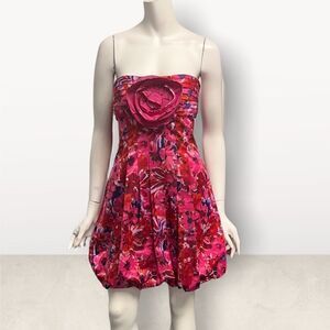 BCBG Pink Floral Bubble Bottom Mini Dress